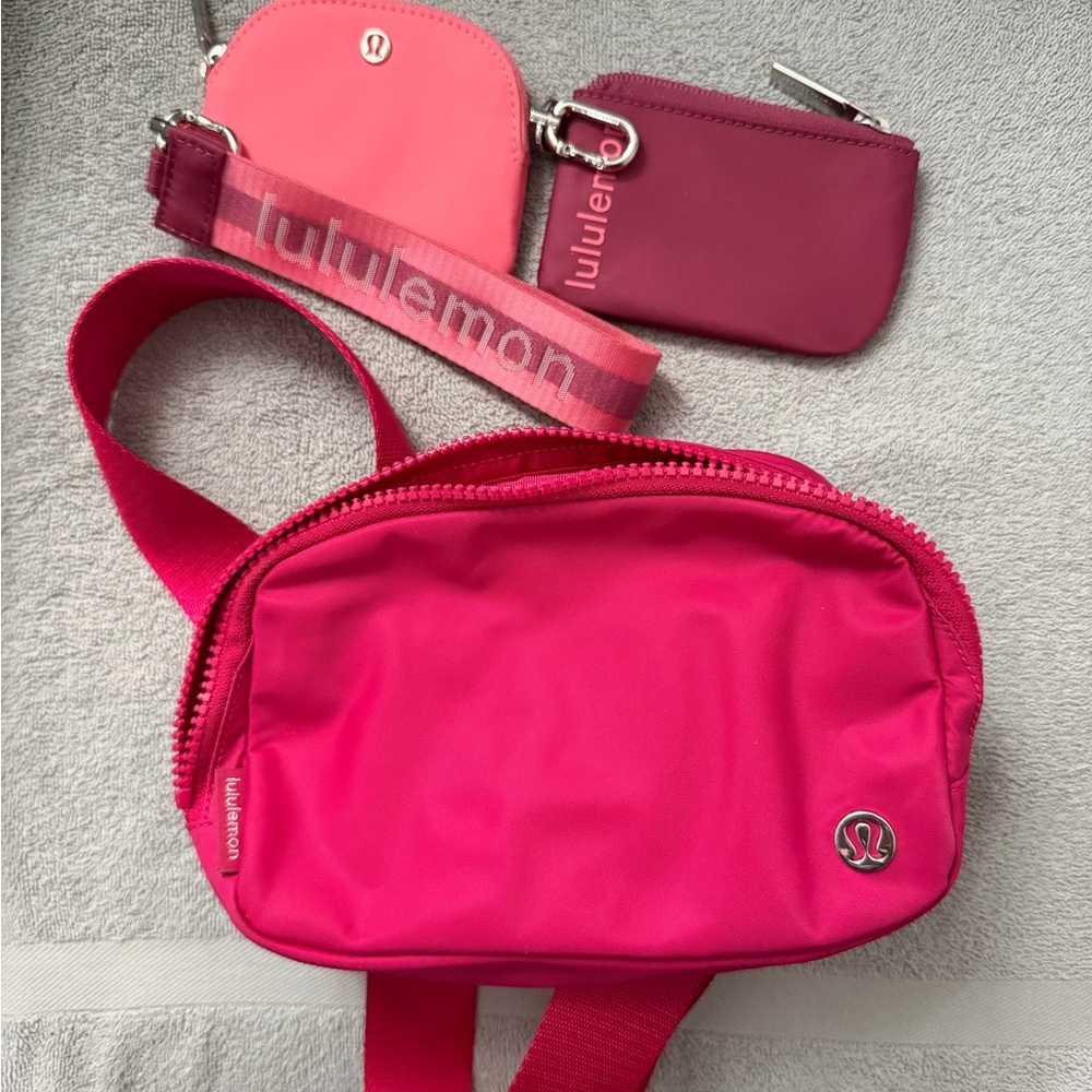 Lululemon Athletica Vibrant Pink Crossbody Bag with 2 coin purses